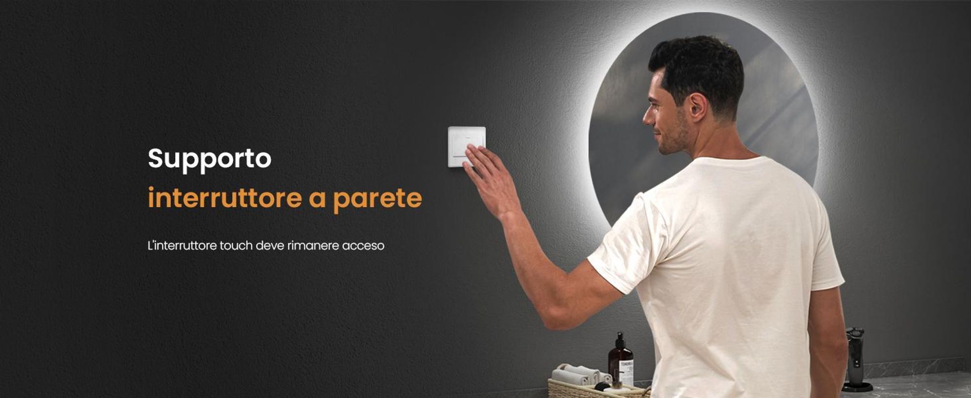 EMKE Specchio da bagno a LED rotondo da 80 cm con antiappannamento Specchio da bagno a 3 luci colorate Specchio da bagno dimmerabile a LED con interruttore a sfioramento