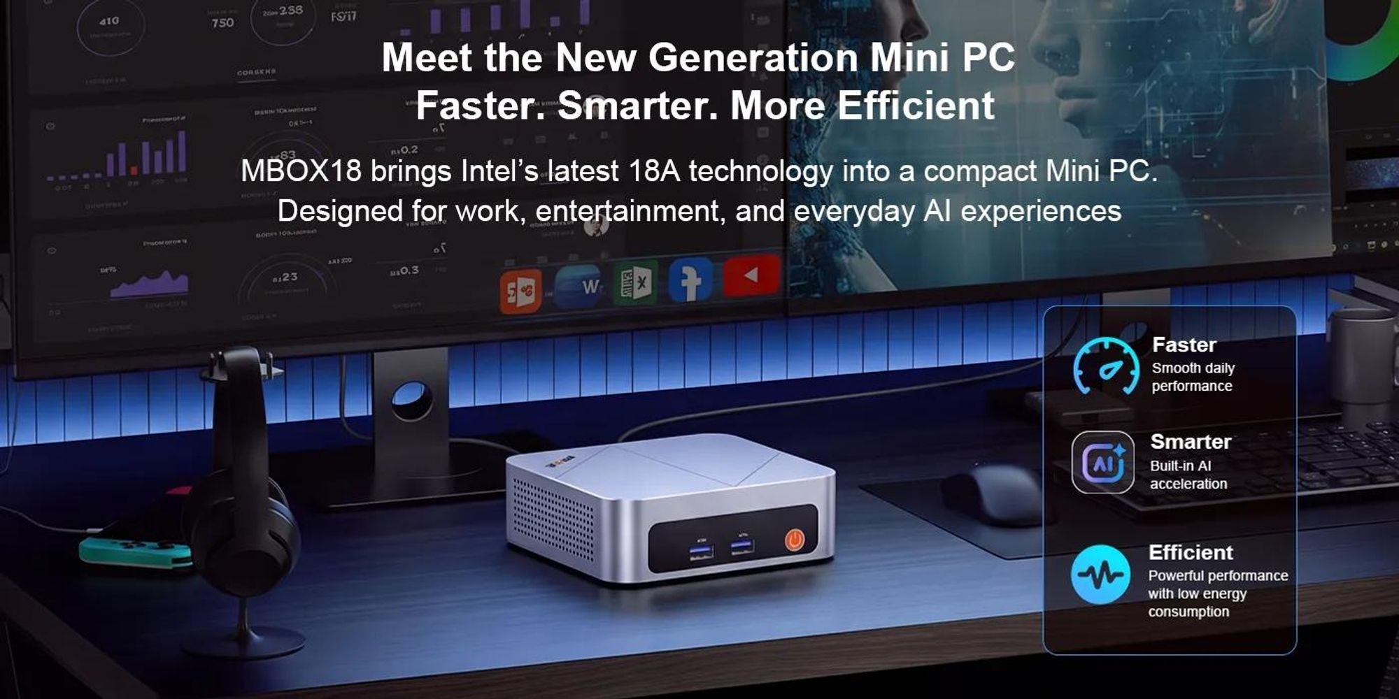 Ninkear MBOX 18 Mini PC | Intel Core 3 304, 12GB RAM, 512GB SSD, Windows