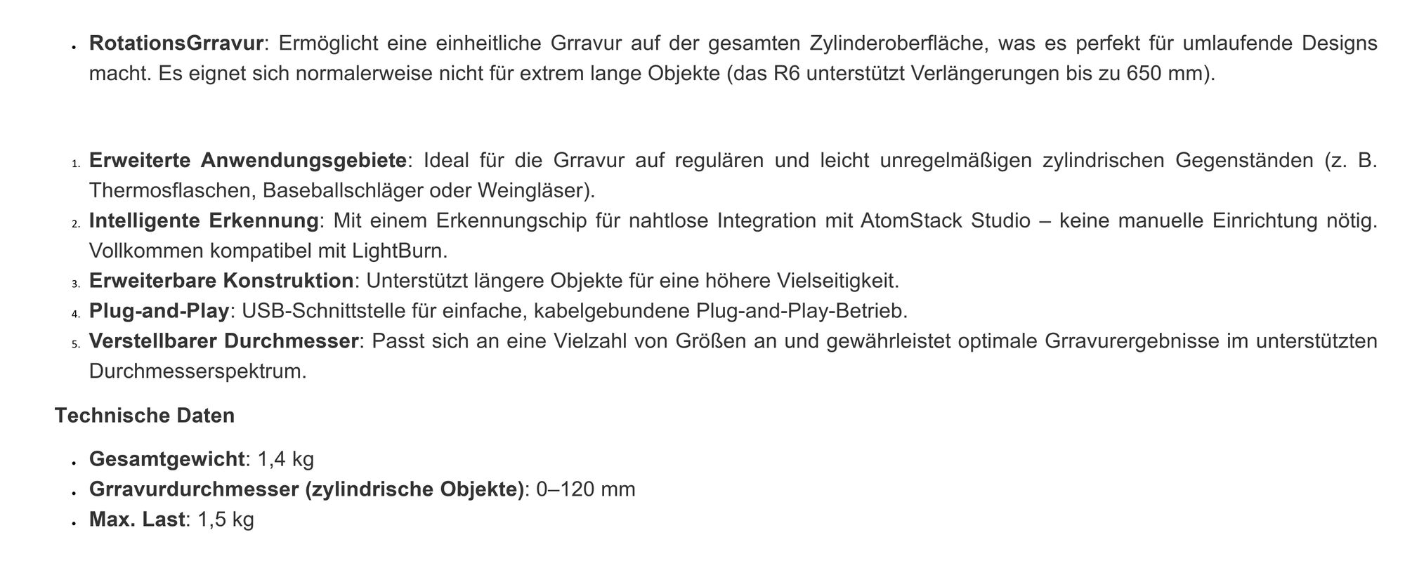 ATOM STACK R6 Rotary Roller Chuck, Geeignet für alle ATOM STACK Maschinen