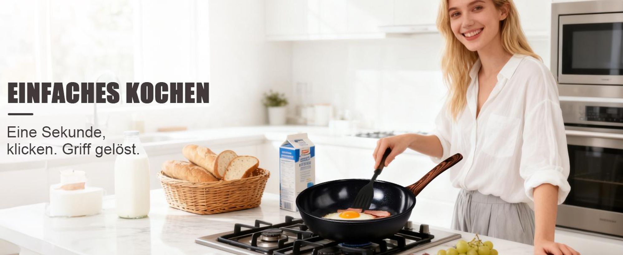 17 teiliges Aluminium Kochgeschirr Set mit 5 Töpfen, 2 Deckeln und zusammensetzbaren Griffen, keramische Beschichtung, schwarz