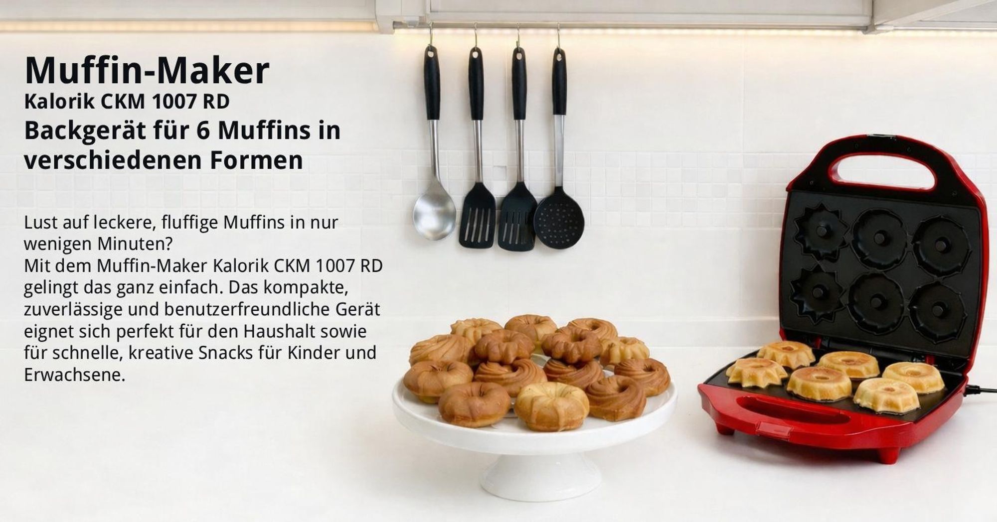 Kalorik Guglhupfbäcker Traditionsformen, 3 Formen für leckere Törtchen, 900 W, Rot, TKG CKM 1007 RD