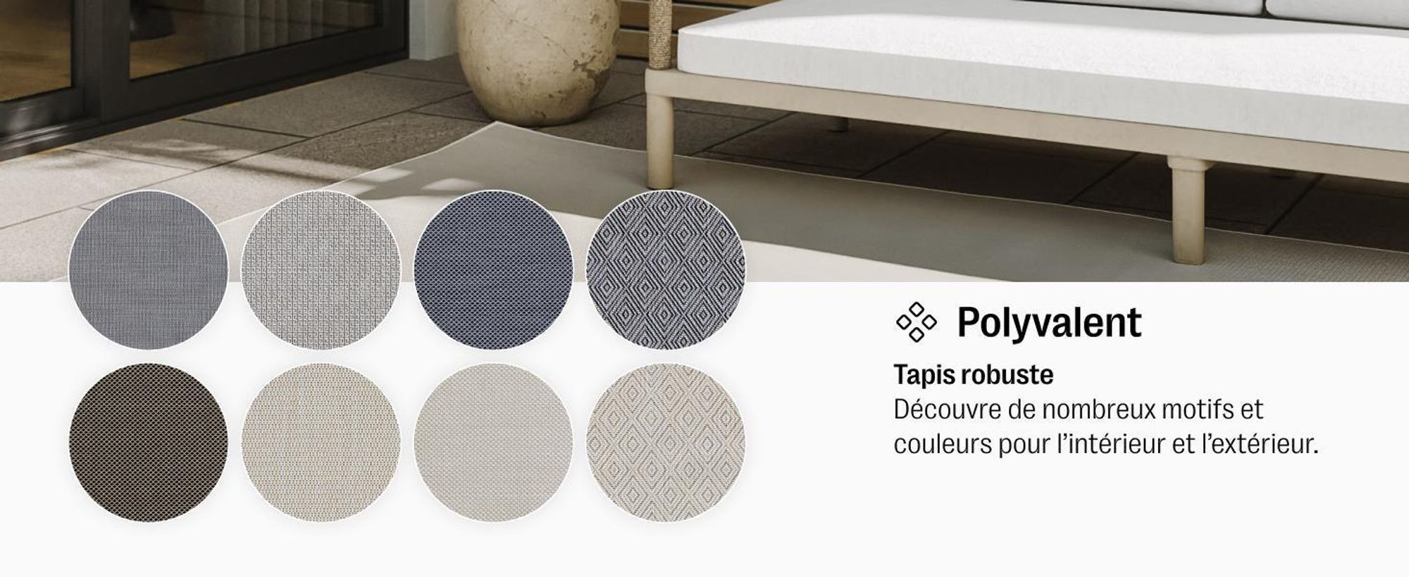 benuta tapis intérieur & extérieur Lou Noir 160x230 cm tapis de salon tapis d’extérieur rectangulaire motif moderne poil ras scandinave