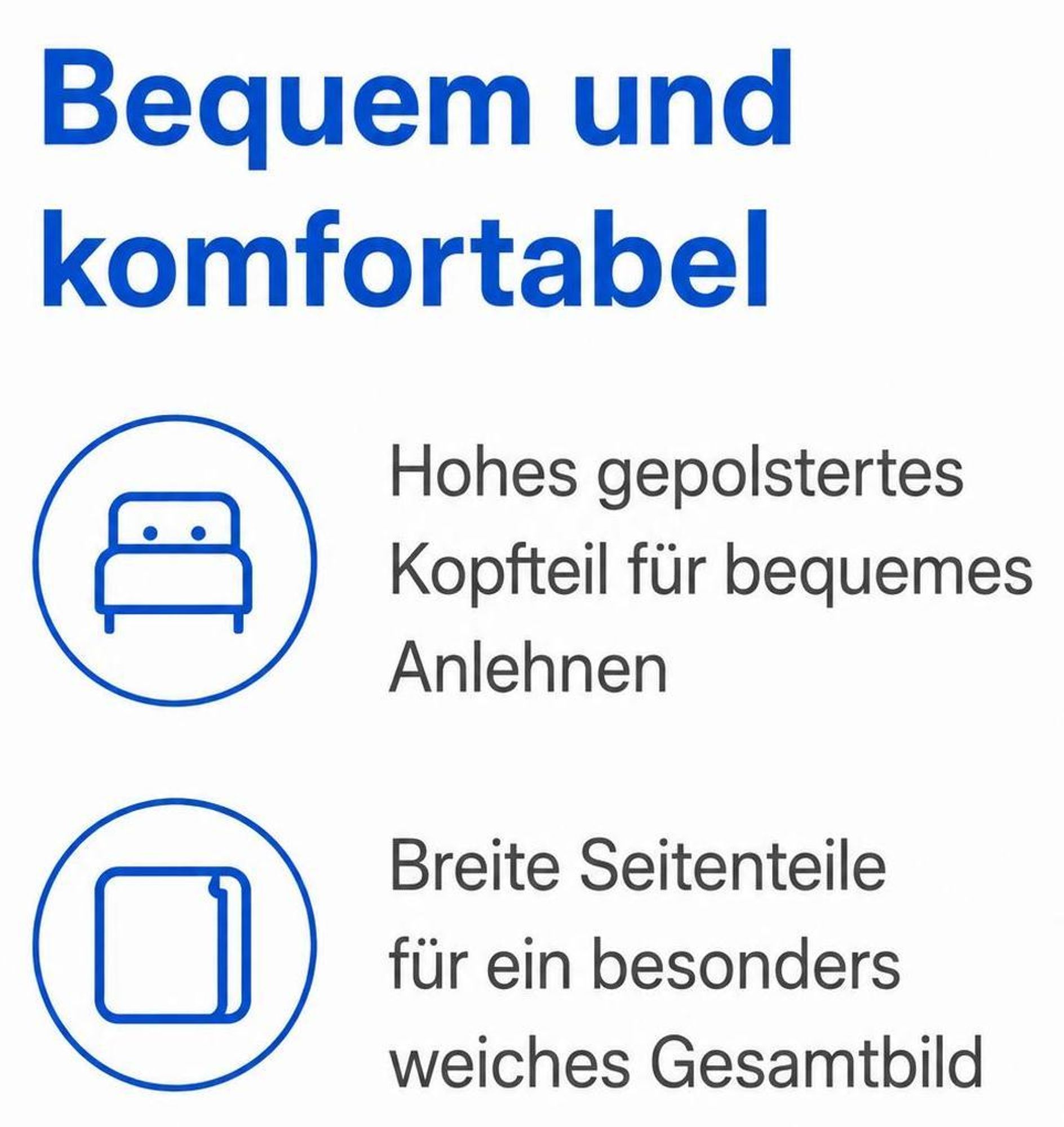 Komfortables Polsterbett TEDDY mit hohem Kopfteil und breiten Seitenteilen