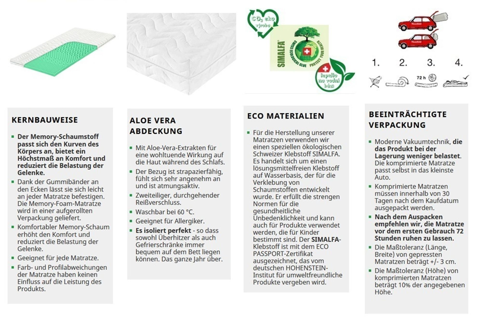 Matratzenauflage Memory Aloe 4