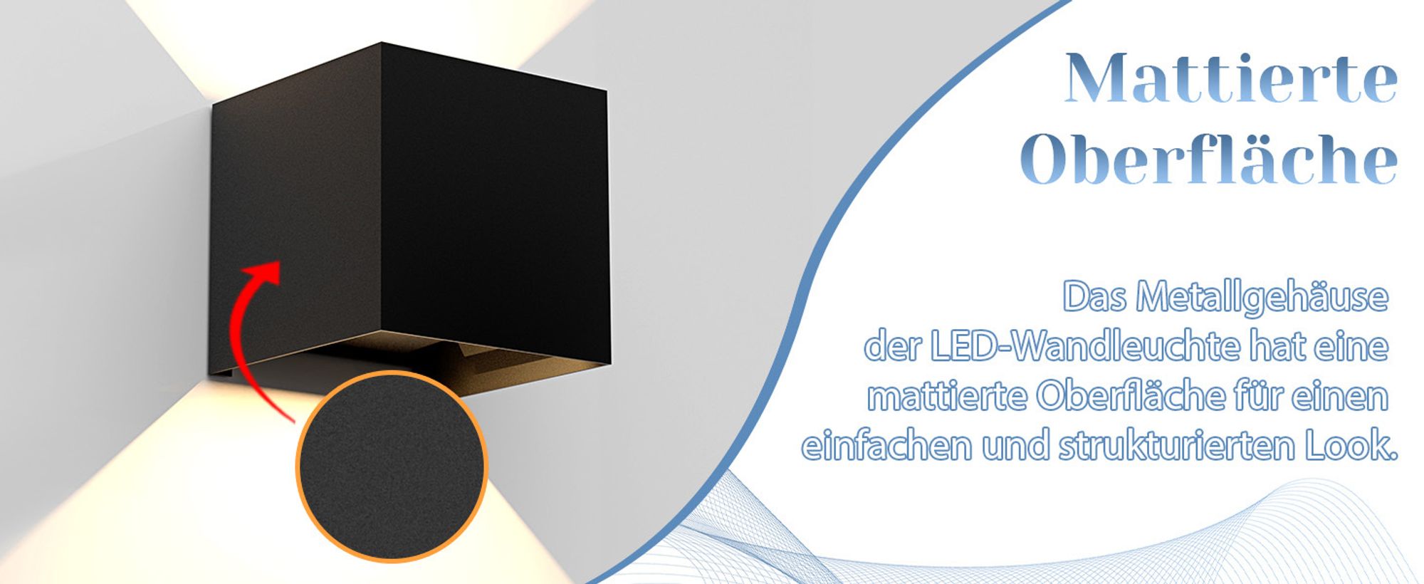 ZMH Led Wandleuchte Innen & Aussen Schwarz Wandlampe 01 Modern Up Down Warmweiß IP65 Wasserdicht Außenwandlampe 5W Einstellbarer Lichtstrahl für Flur Garten