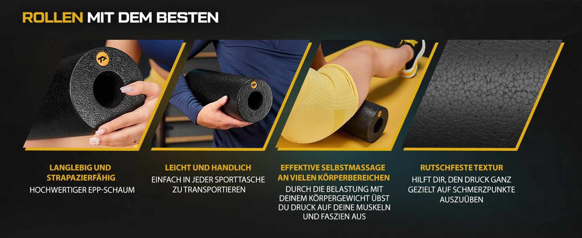TREX SPORT Faszienrolle TX-033EPR | Massagerolle aus EPP-Schaumstoff, 33cm, leicht & stabil | Fitnessrolle für Rücken, Yoga, Ganzkörper-Selbstmassage