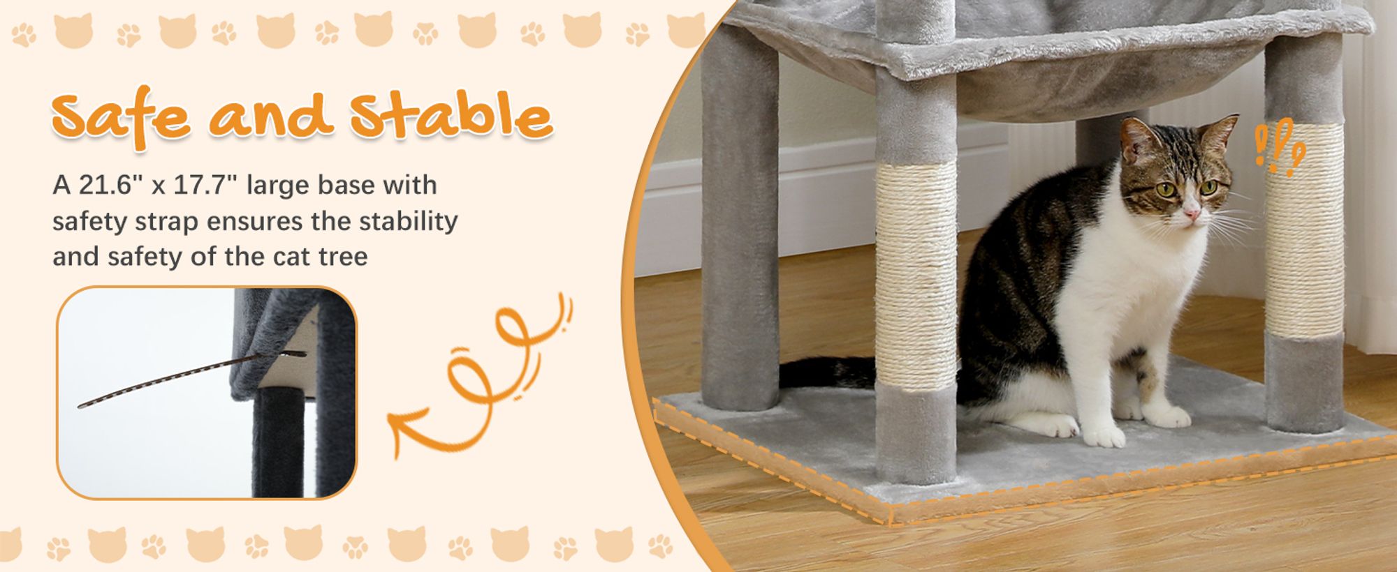Purpurra Katzenbaum für große Katzen mit Metall Plüsch Hängematte 116cm/ 143 cm