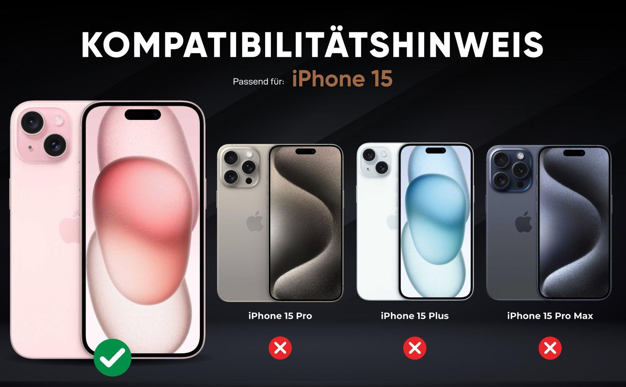 Kompatibilitätshinweise Hülle für Apple iPhone 15