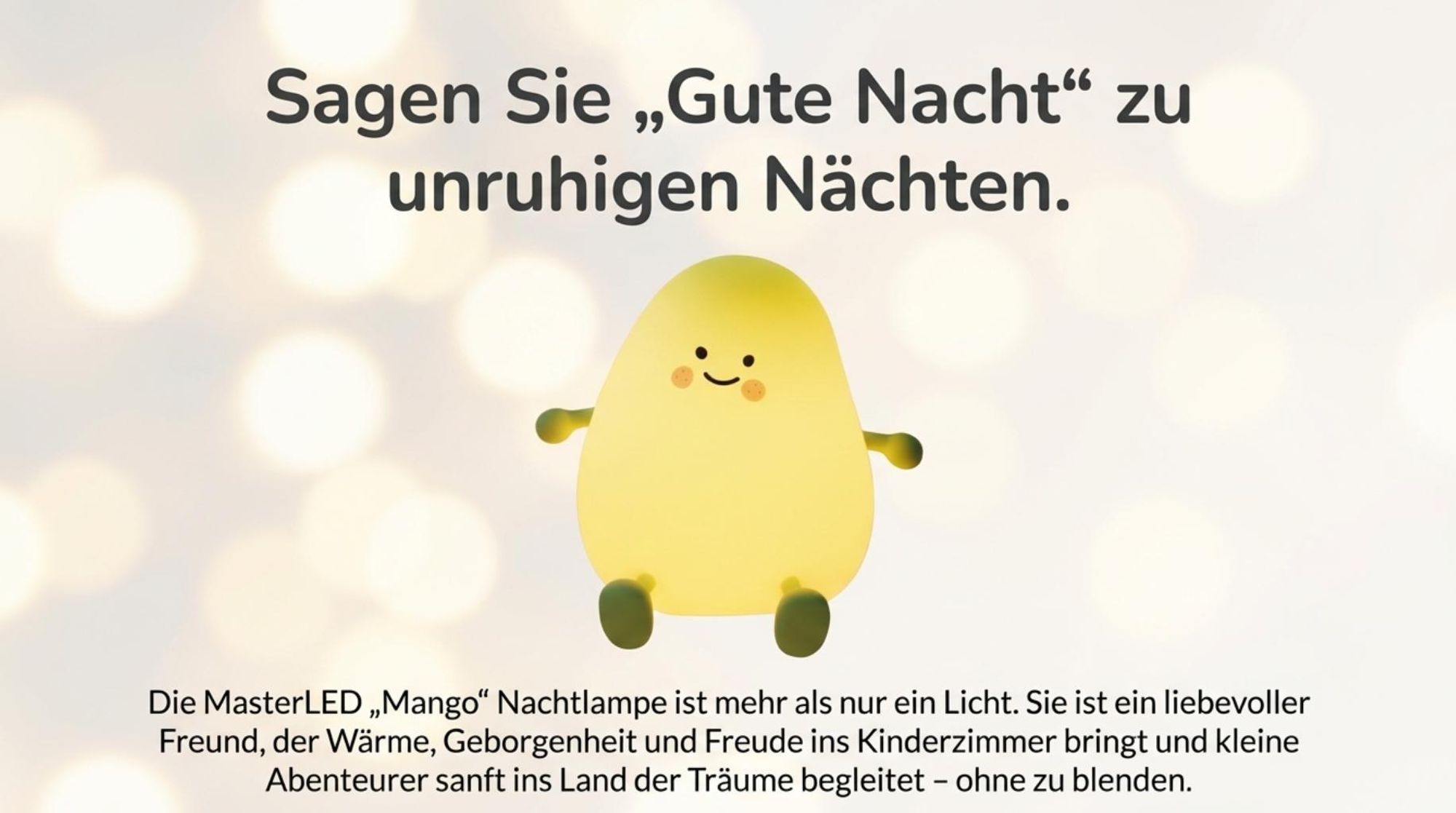 MasterLED LED Nachtlicht Silikon Birne Touch Nachtlampe, USB-C mit Timer, warmweiß, Schlaflicht Kinderzimmer tragbare Schlafhilfe Stilllicht, Gesche