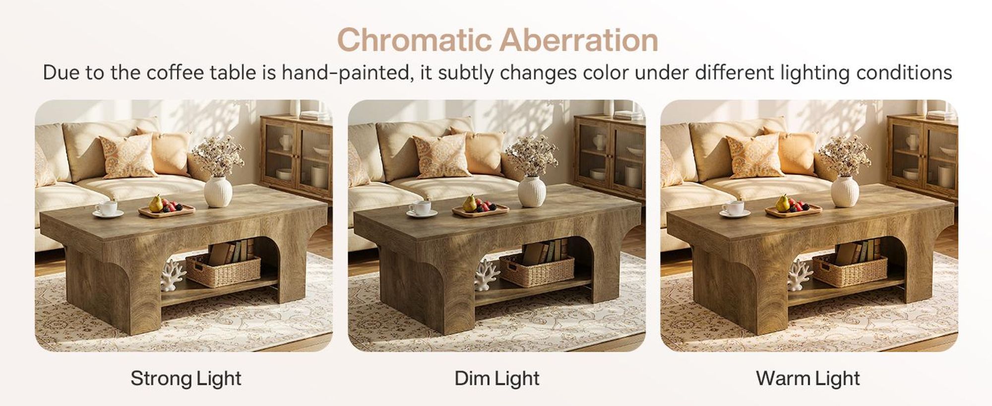 Tribesigns Couchtisch, 120 cm hoch, zweistöckiger, schlichter rechteckiger Beistelltisch für Wohnzimmer, rustikaler Akzenttisch aus Holz mit Stauraum