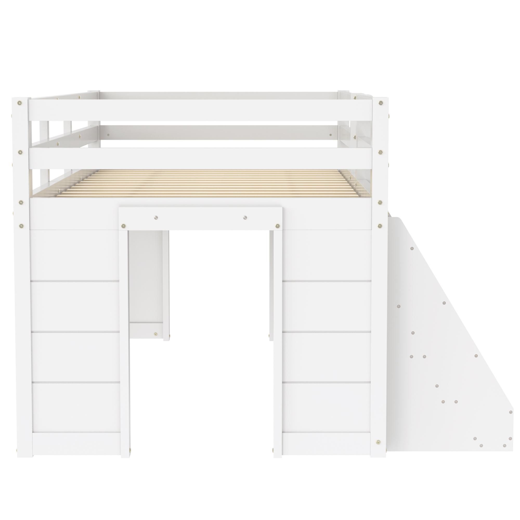 Flieks Kinderbett Hochbett 90x200cm mit 2 Regal, Etagenbett mit Led, Holzbett Einzelbett Stockbett mit Rausfallschutz und Lattenrost, Weiß
