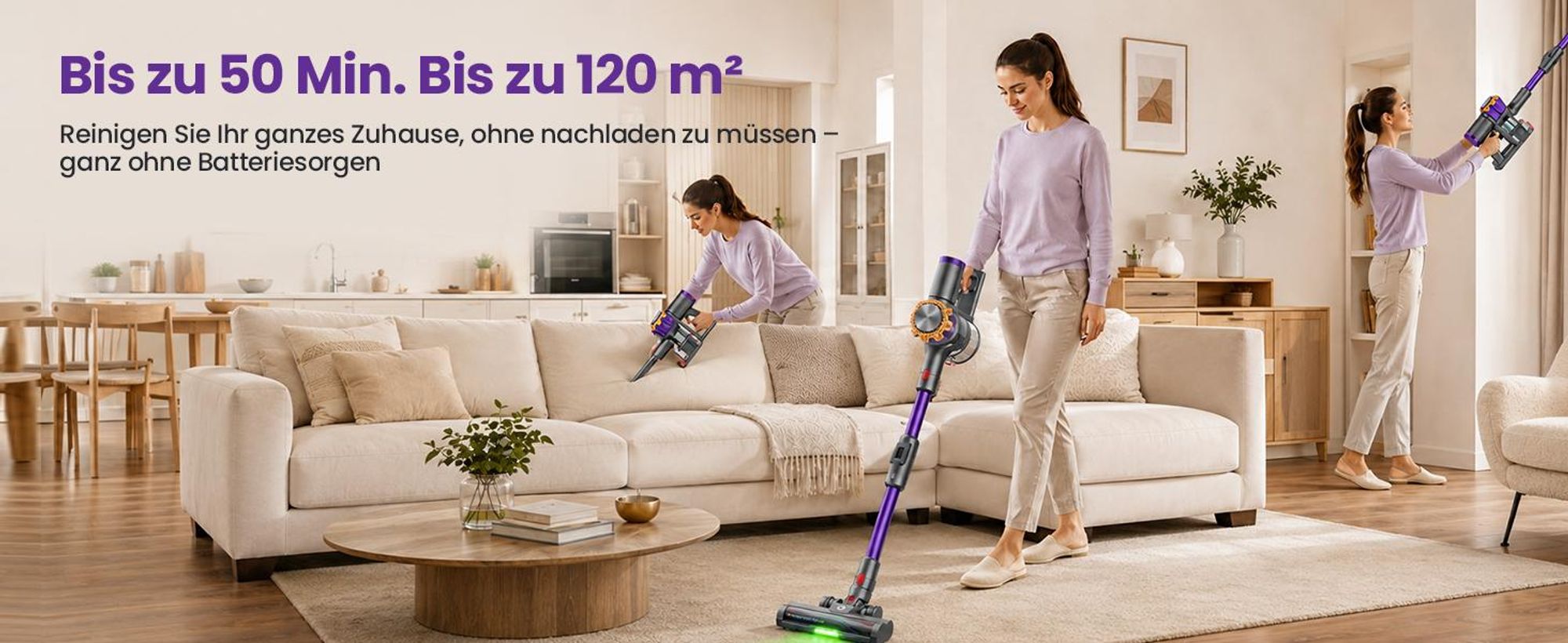 75000Pa Akku staubsauger 600W/70Min.1,2L Staubbehälter,Ultraleiser Staubsauger Kabellos,65dB leise,OLED Display,H14-Filtersystem,handstaubsauger