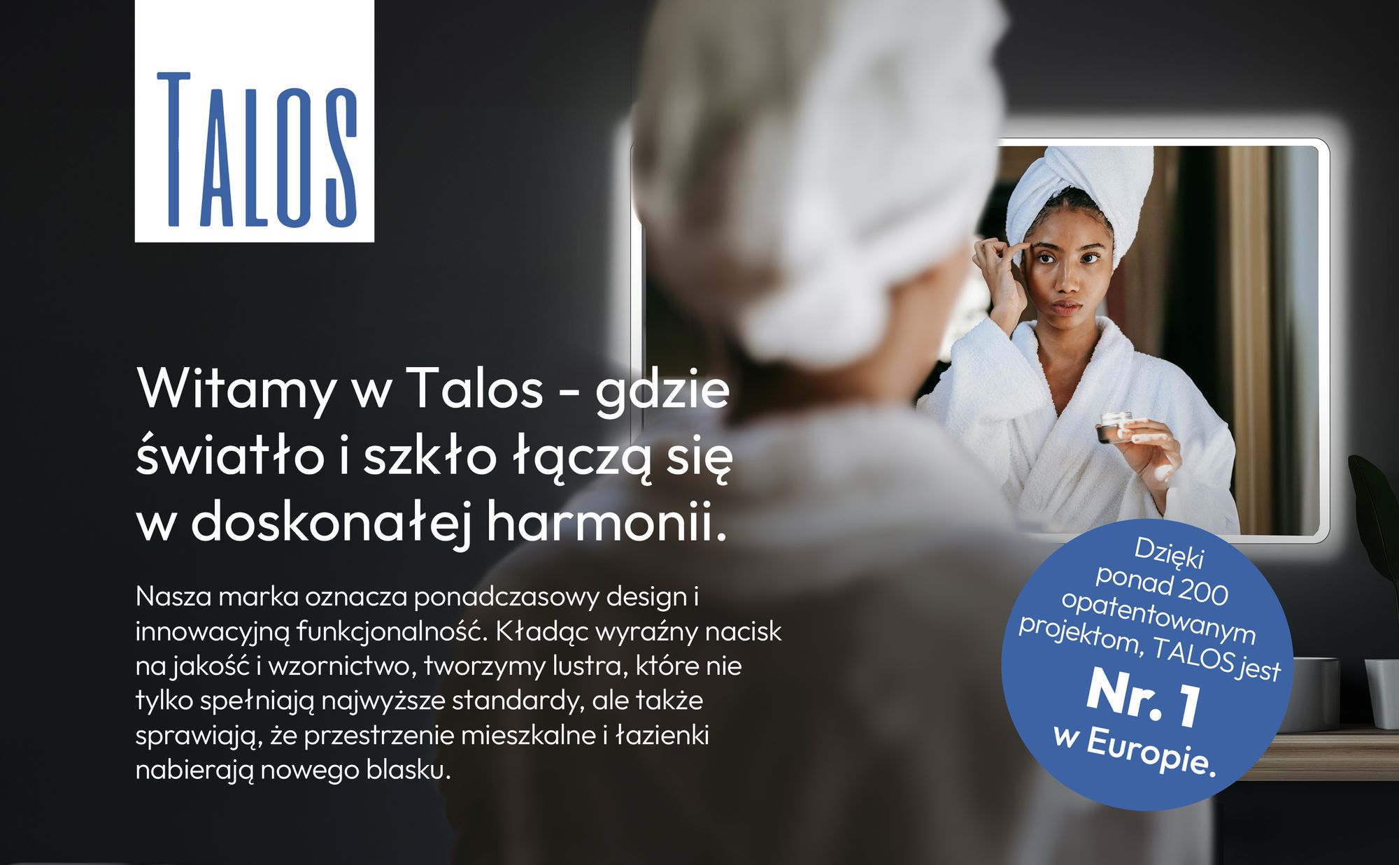 Lustro łazienkowe z oświetleniem TALOS Moon LED 120x70 cm - odporne na wilgoć dzięki aluminiowej ramie - jasny, neutralny biały kolor