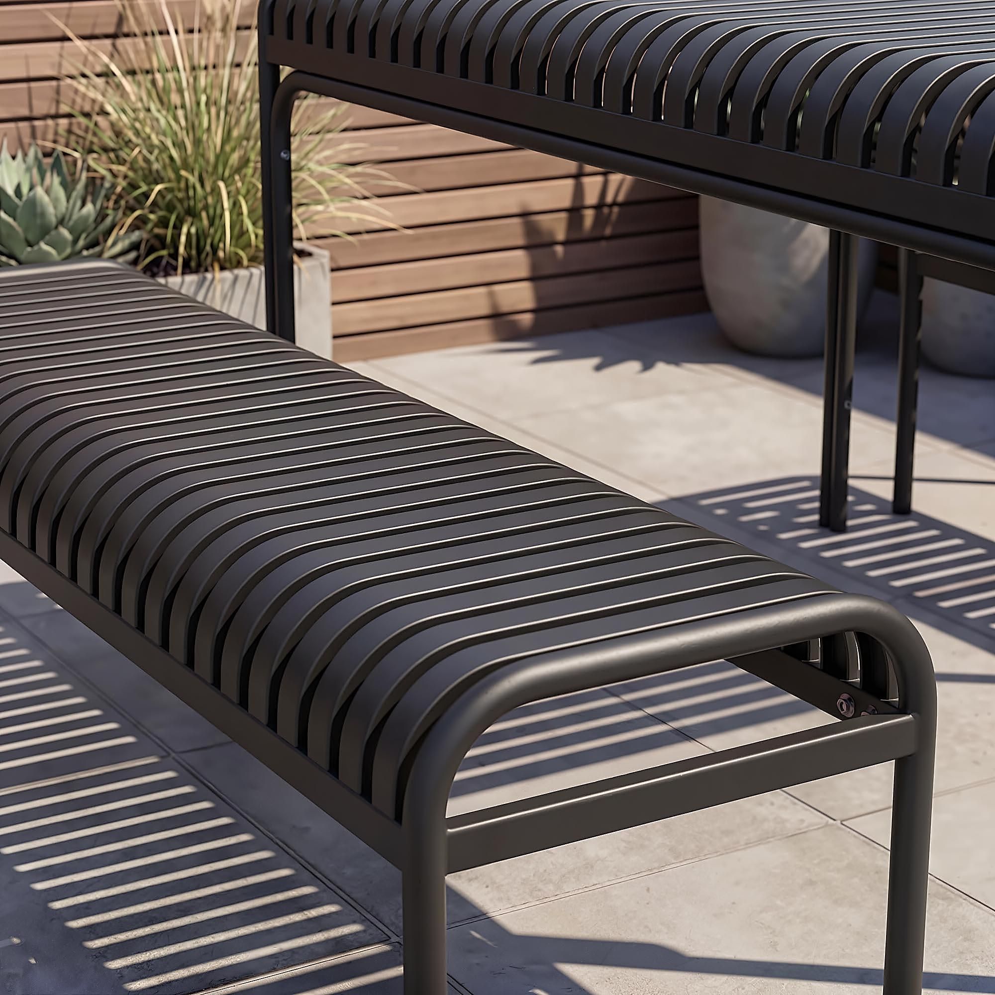 di volio Gartenbank BAISO - Metallbank für Terrasse & Garten, 130 cm, wetterfest schwarz