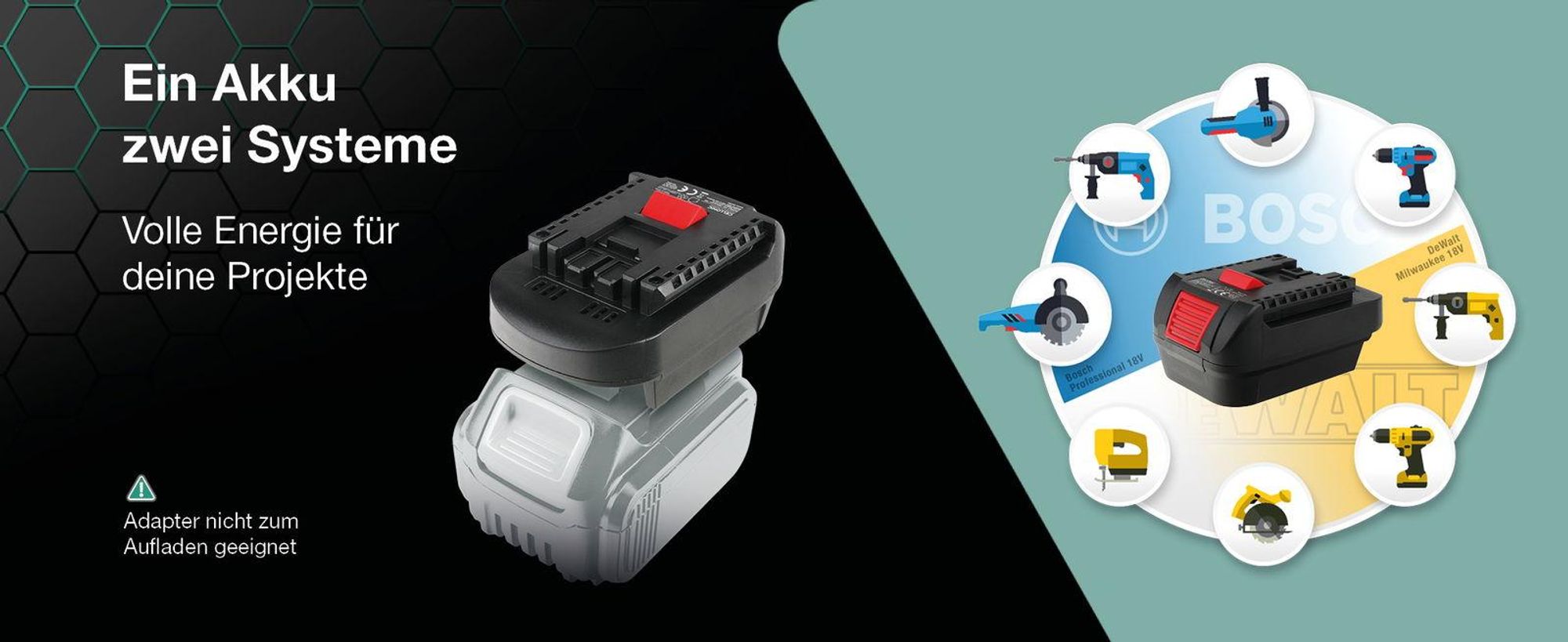 Akku-Adapter Kompatibel für DeWalt / Milwaukee 18V-20V Konverter Kompatibel mit Bosch 18V Li-ion GBA Professional Werkzeuge DM18BS