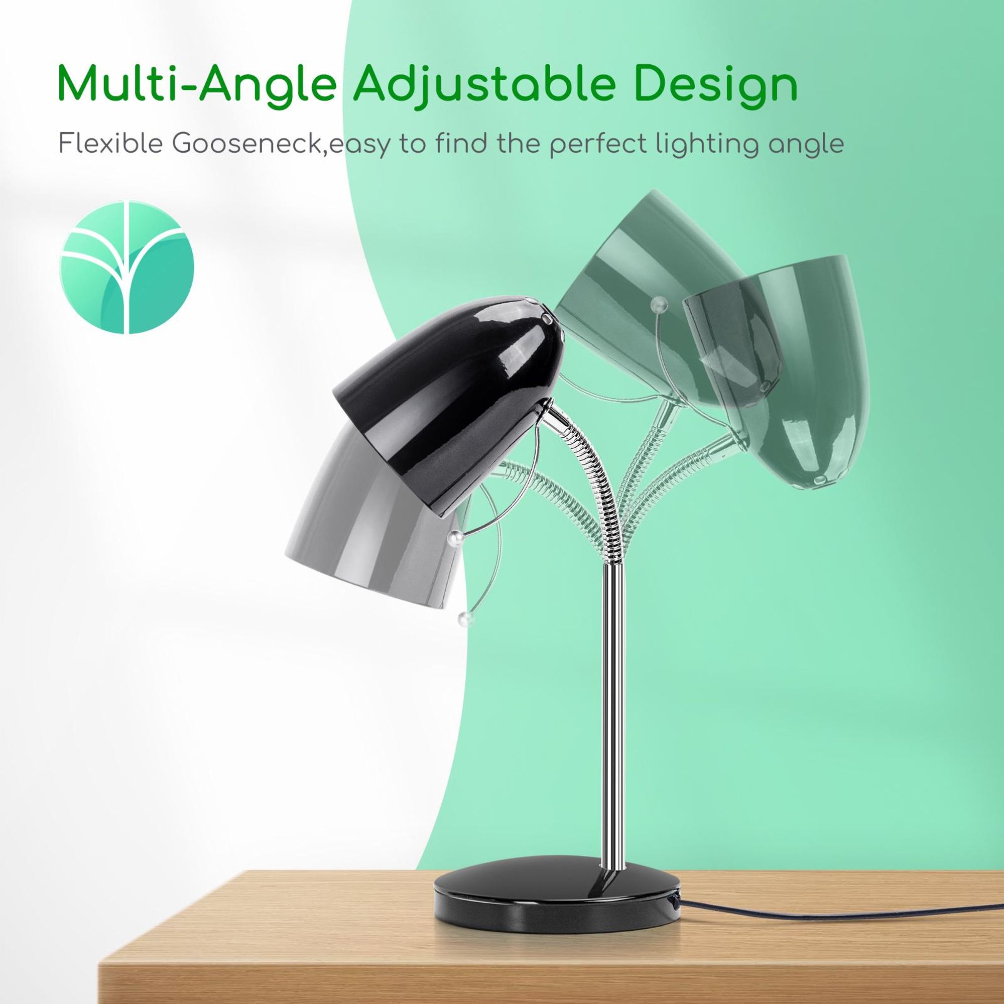 Aigostar schreibtischlampe kinder retro, tischlampe mit kabel, ohne glühbirne, passend für E27 modell glühbirne,nachttischlampe, schwarz