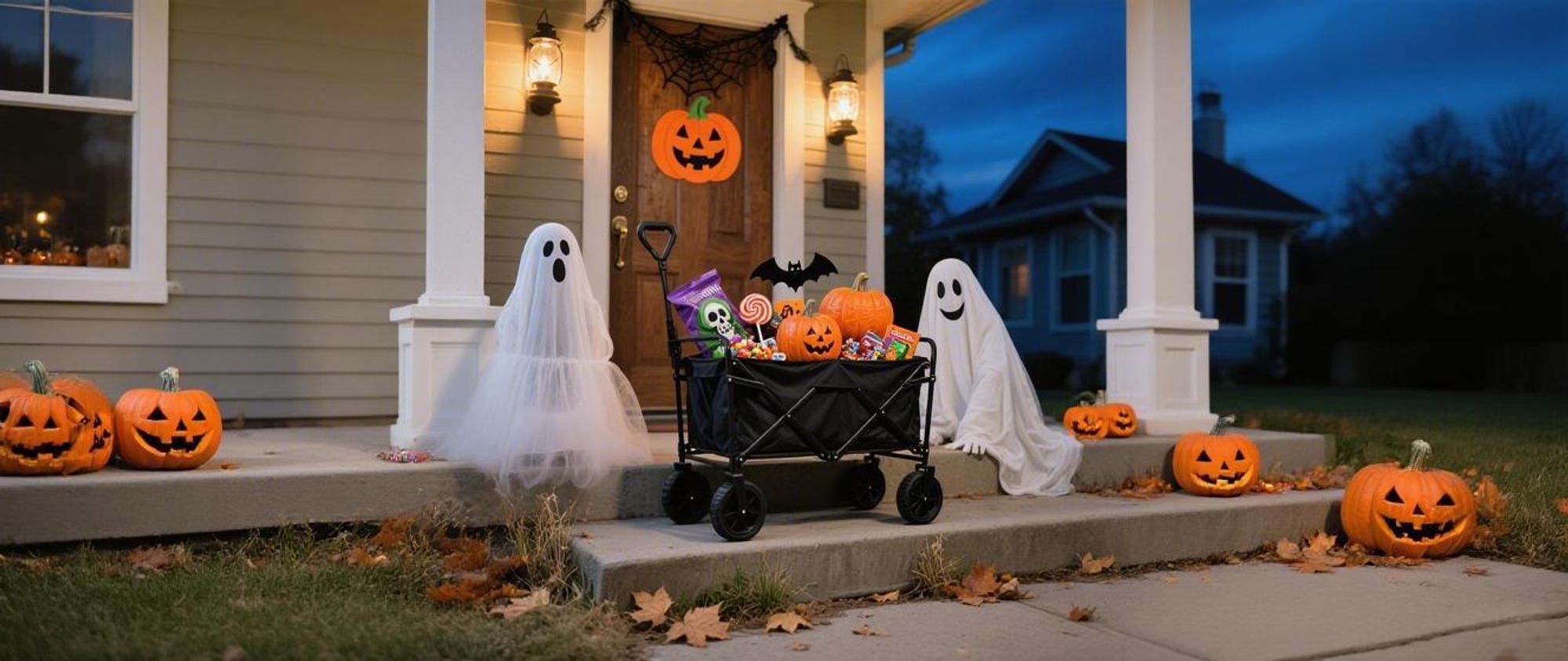 Bollerwagen Faltbar, Für Camping Einkaufen, Belastbar Bis 150kg, Handwagen, Faltwagen 360 ° Drehbar 2 Netztaschen klappbarer bollerwagen halloween