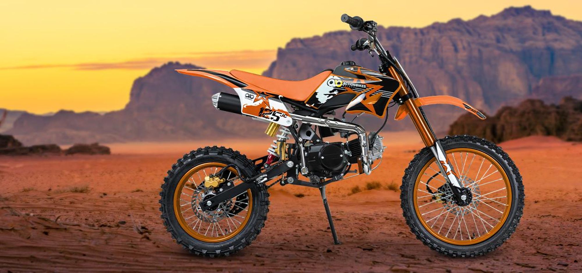 Actionbikes Motors Kinder Crossbike JC125 | Benzin Jungend Motorrad - Motorcross - Stollenreifen - Pocketbike - Dirtbike - Cross Bike (Blau)