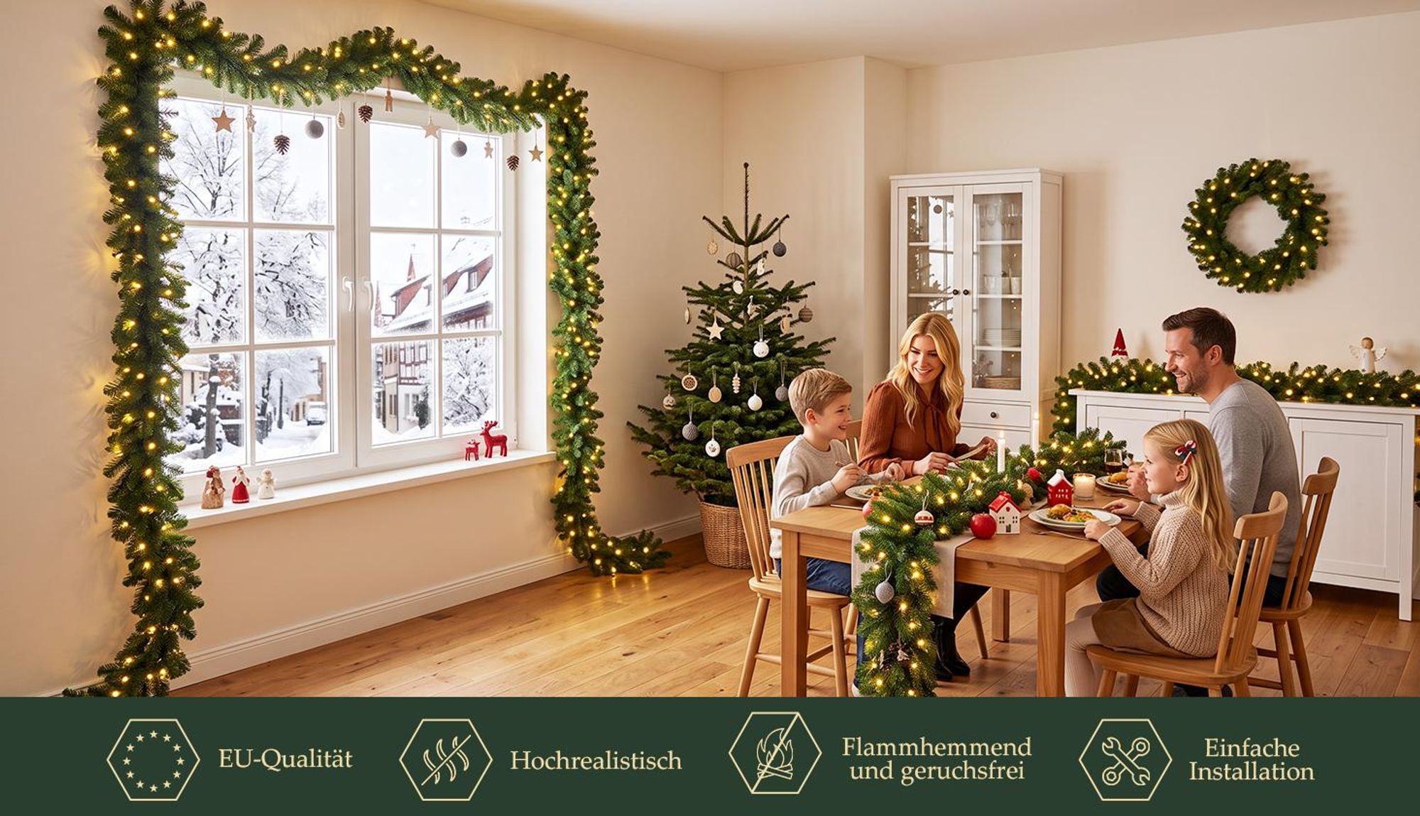 Salcar 5m Weihnachtsgirlande mit Beleuchtung Tannengirlande Beleuchtet Weihnachtsdeko mit 200 LEDs