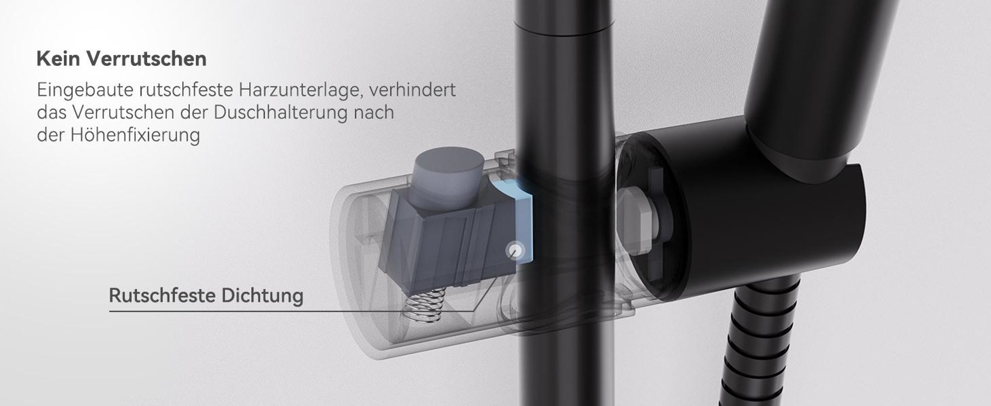 Auralum Duschstange,90 cm Verstellbar,Universelle Duschstange Duschstange  Runde Wandhalterung,schwarz