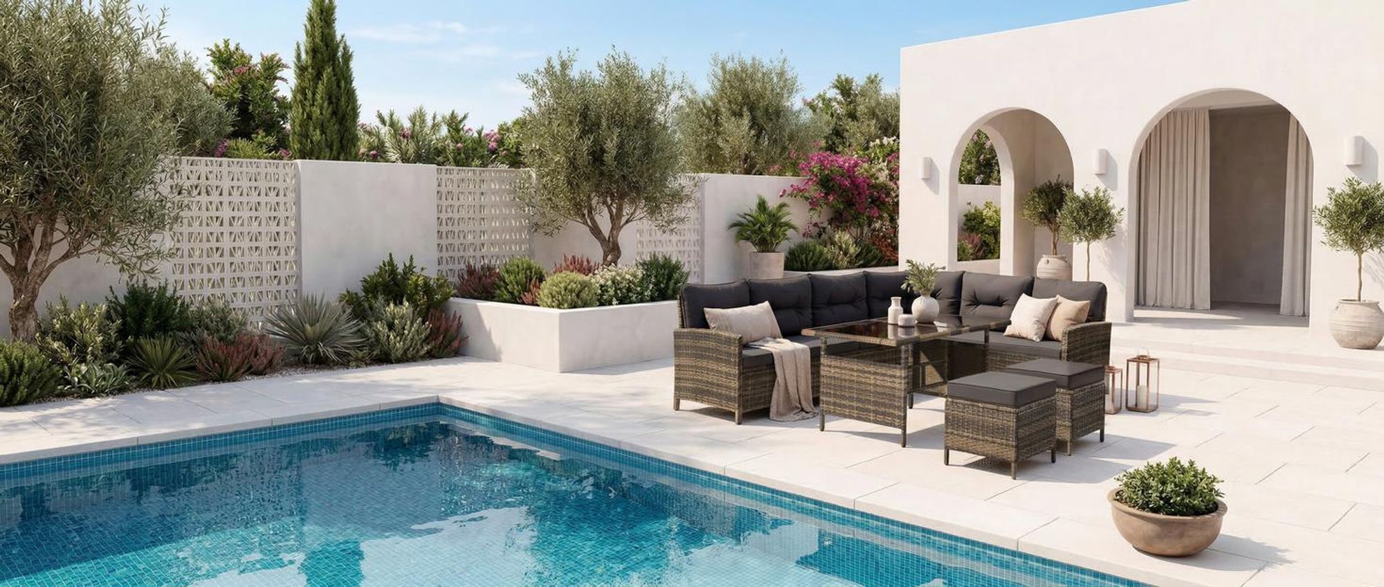 tectake® Rattan Lounge Barletta für 6 bis 8 Personen widerstandsfähig