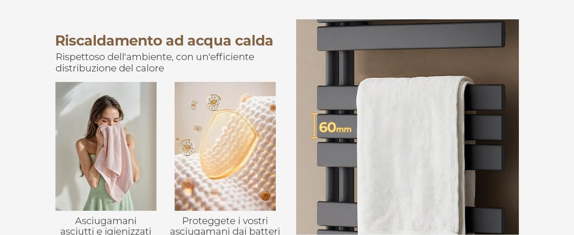 S'AFIELINA 1320x500mm radiatore per bagno radiatore per asciugamani radiatore a pannello piatto per bagno attacco laterale antracite 661 Watt