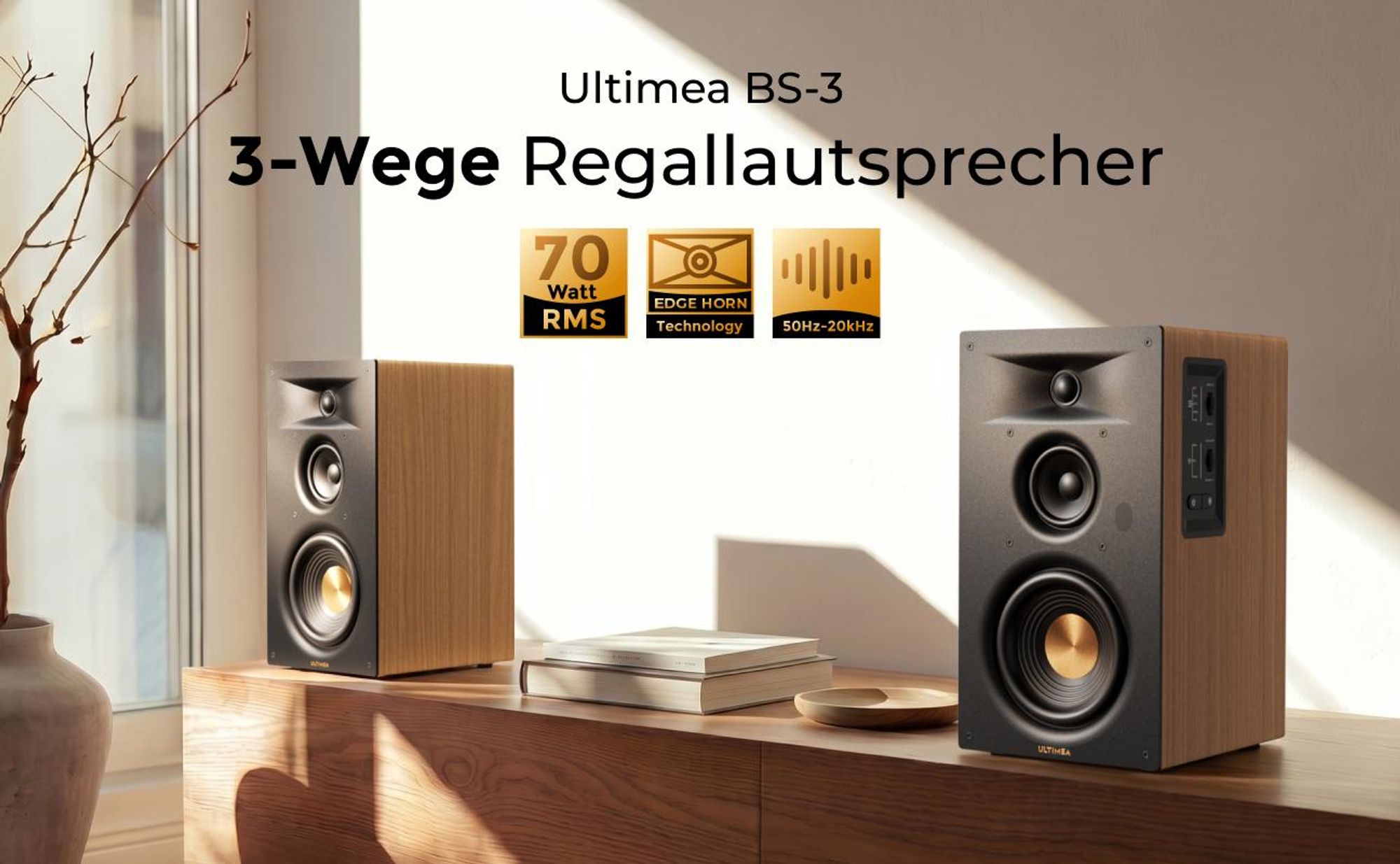 Ultimea Signature BS-30, Aktivlautsprecher 3-Wege Regallautsprecher, bookshelf, HDMI