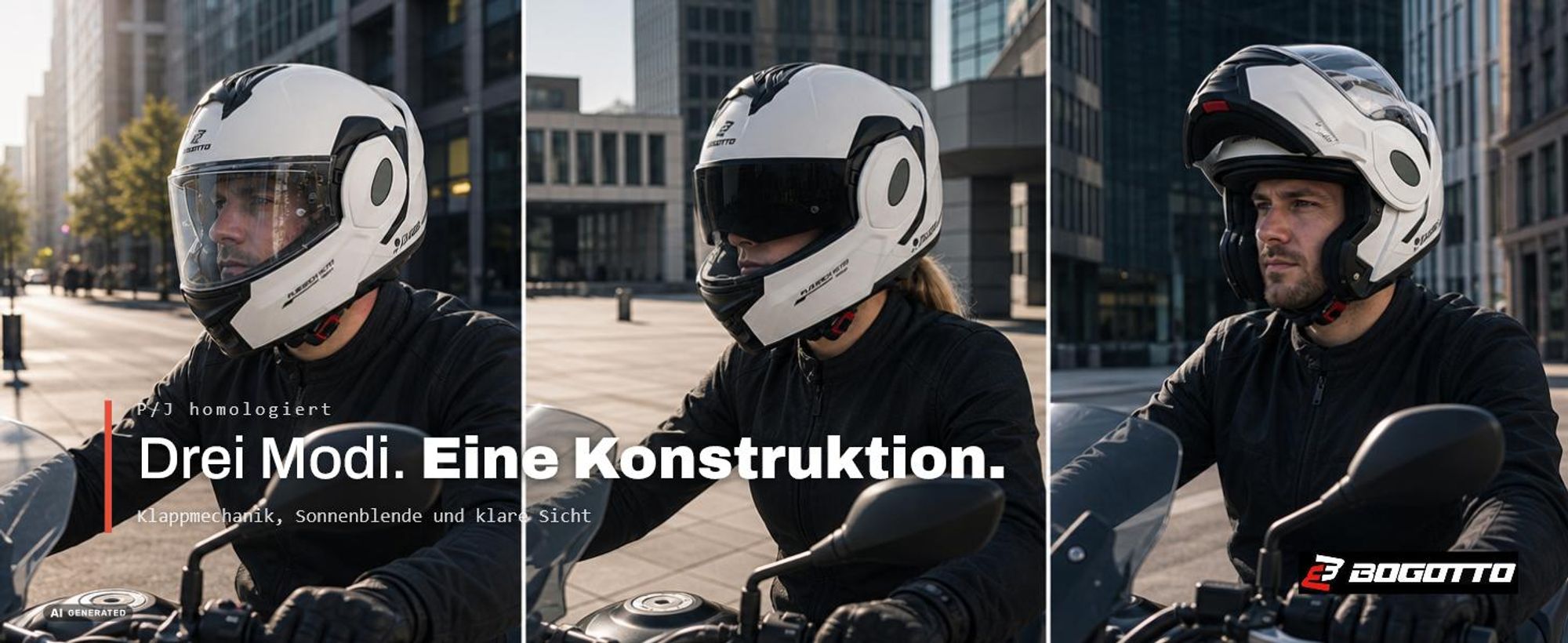 Bogotto FS-X600 Klapphelm, schwarz, L