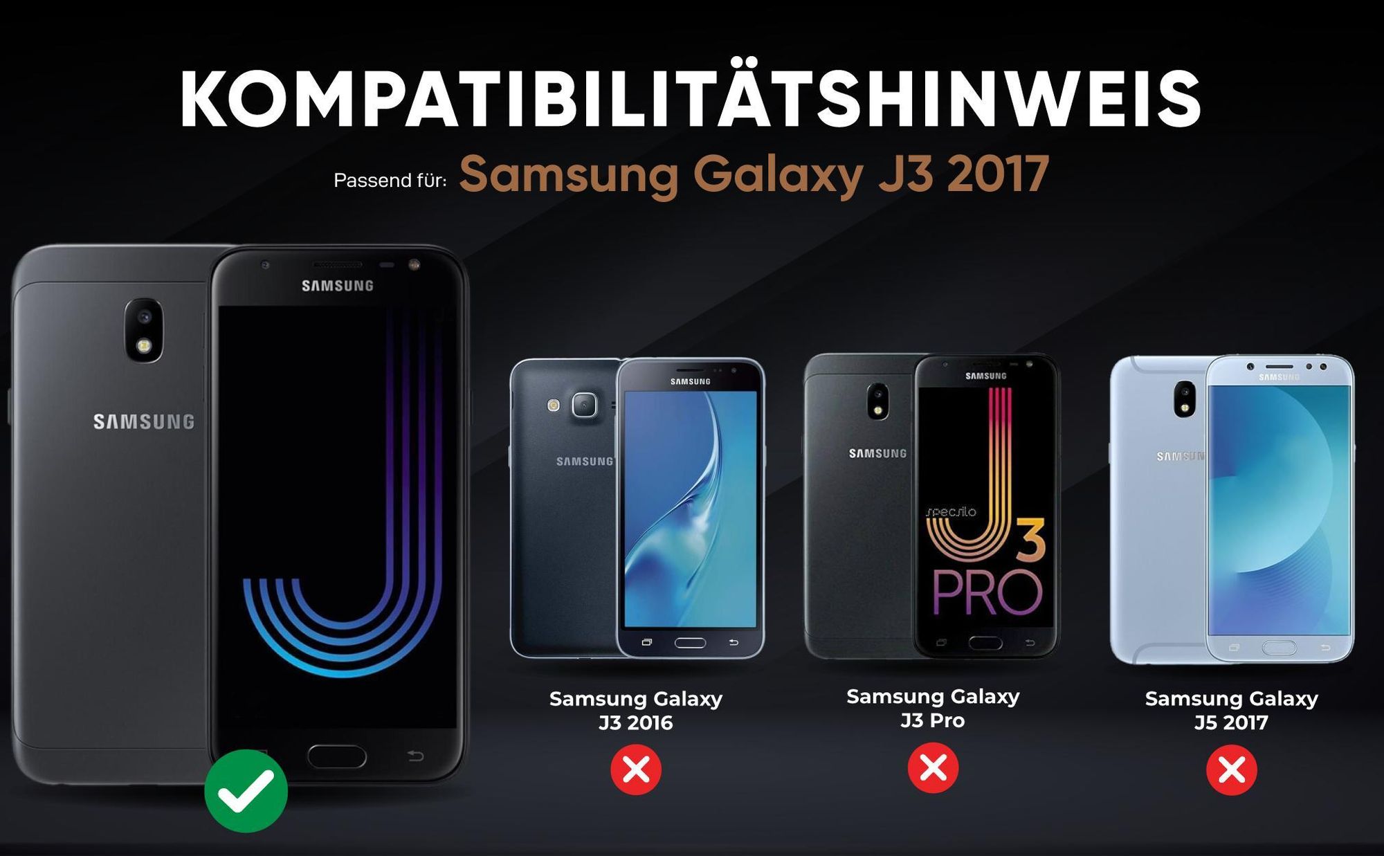 Kompatibilitätshinweise Hülle für Samsung Galaxy J3 2017