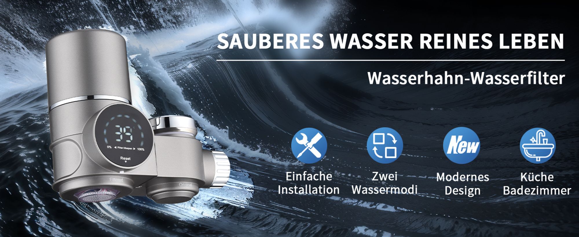 AiHom 2 Pack Wasserfilter Wasserhahn,Cartridges Für Den Armatur,Trinkwasser-Filter für Zuhause,Küche Aktivkohle Wasserhahnfiltersystem,Filterkartusche