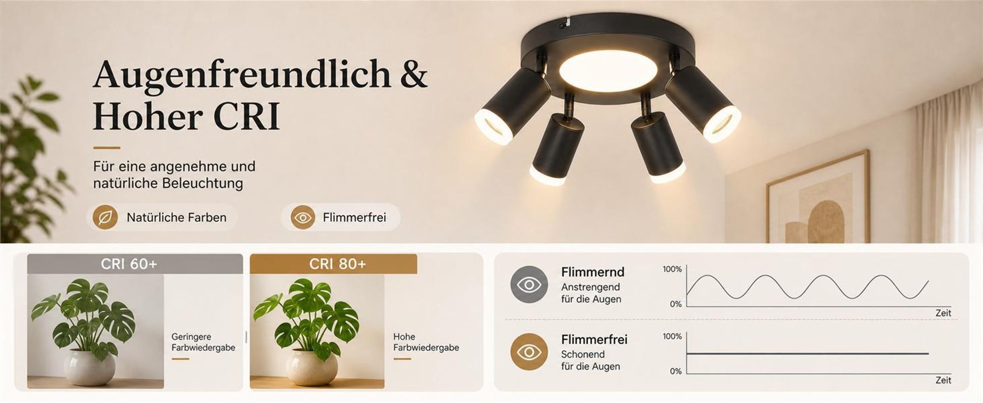 ZMH Led lampa sufitowa 4 płomienie spot sufitowy GU10 - lampa do sypialni 3000k czarna lampa kuchenna 20W reflektor sufitowy obrotowy