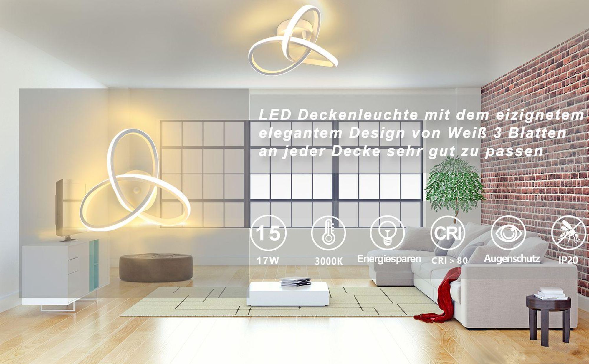 ZMH LED plafoniera soggiorno bianco caldo plafoniera 25,5CM 17W moderno bianco geometria design lampada per camera da letto ingresso corridoio cucina