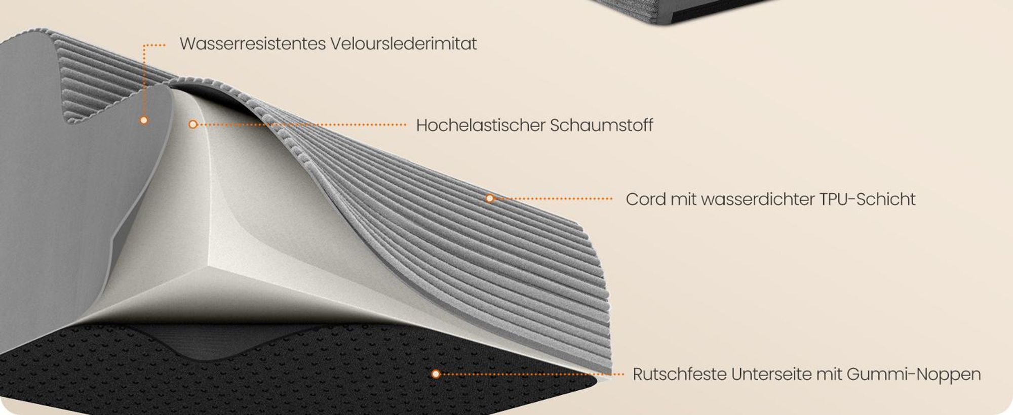 FEANDREA Hundetreppe, 5-stufig-Haustiertreppe, Cord mit Querstreifen, rutschfest, abnehmbarer waschbarer Bezug, Grau