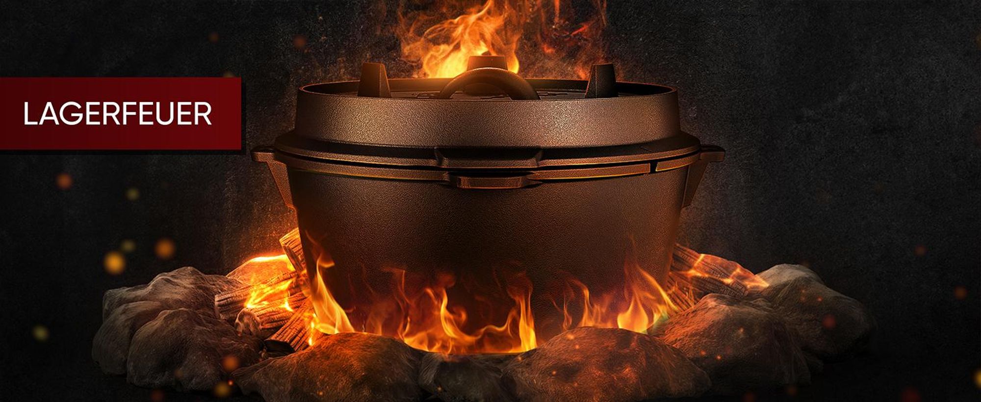 Dutch Oven auf glühender Kohle – gleichmäßige Hitze für perfekte Garergebnisse.