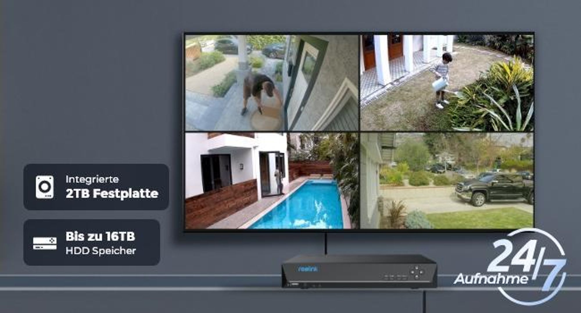 Reolink RLK8-810B4-A, 4X 4K 8MP PoE Überwachungskamera & 8-Kanal 2TB HDD PoE NVR, 24/7 Aufnahme Innen & Außen, Personen/Fahrzeug/Tiererkennung, IP67