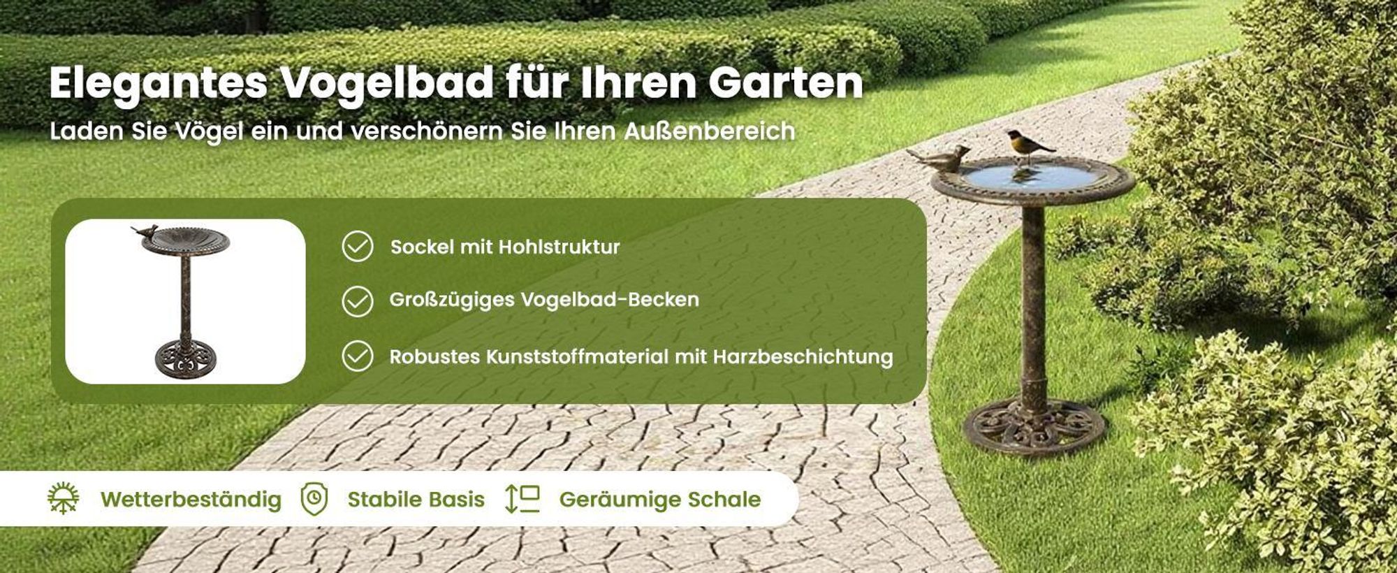 vidaXL Vogelbad Bronzen Kunststoff