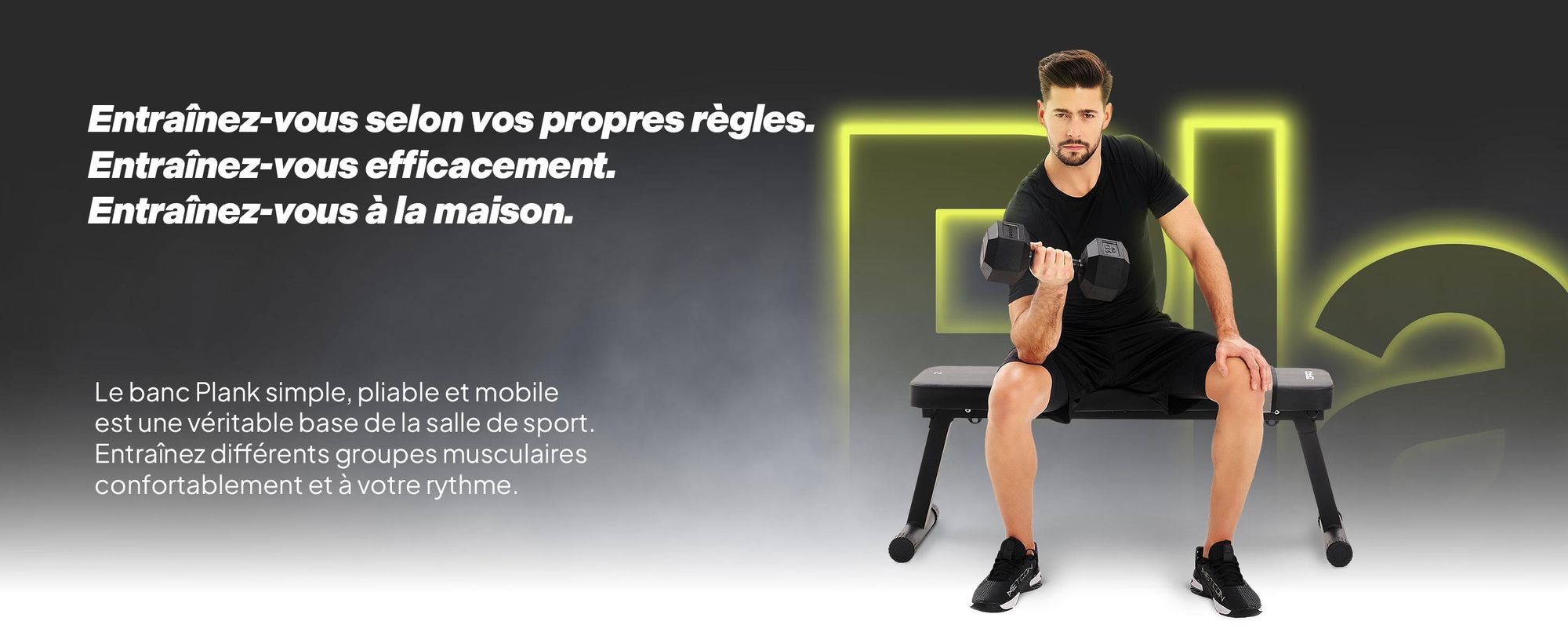 Banc de musculation Zipro Flat Plank – Banc de fitness pliable pour la maison Ultra-compact avec poignée de transport Supporte jusqu'à 230 kg Banc d'entraînement pour haltères et hanches