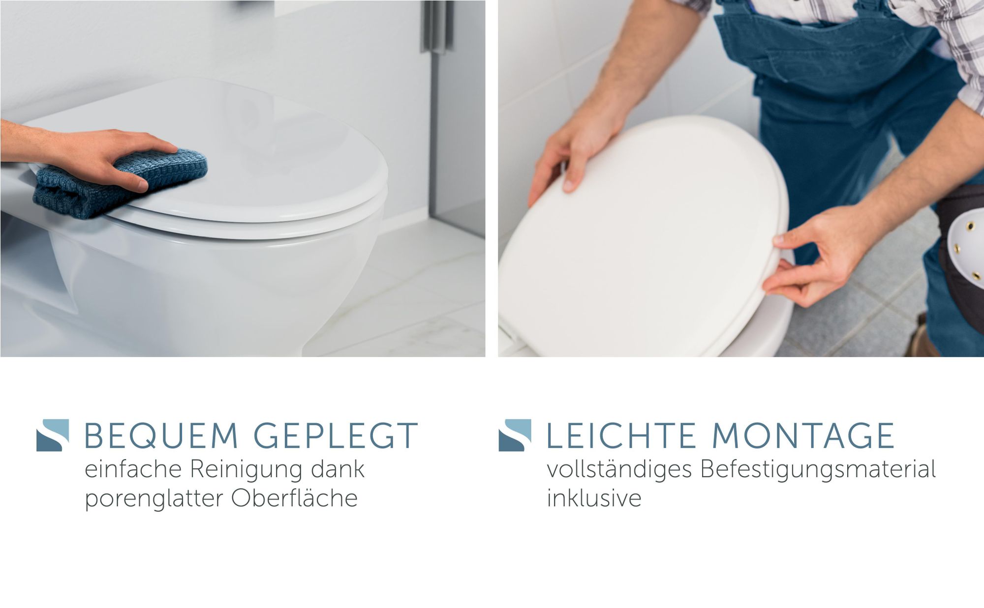 SCHÜTTE WC Sitz WHITE, Duroplast Toilettendeckel mit Absenkautomatik, Klobrille, Klodeckel, Toilettensitz Weiß