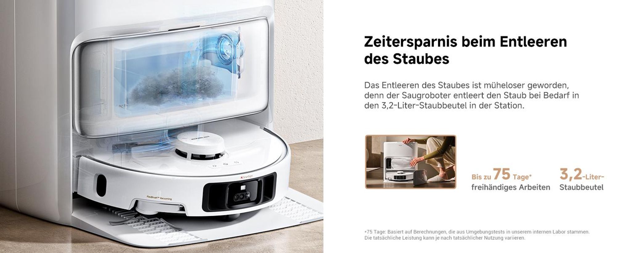 MOVA P50 Pro Ultra Saugroboter 19.000 Pa, Mopp 75 °C, LDS, AI+LED Hindernisvermeidung + Reinigungsflüssigkeit