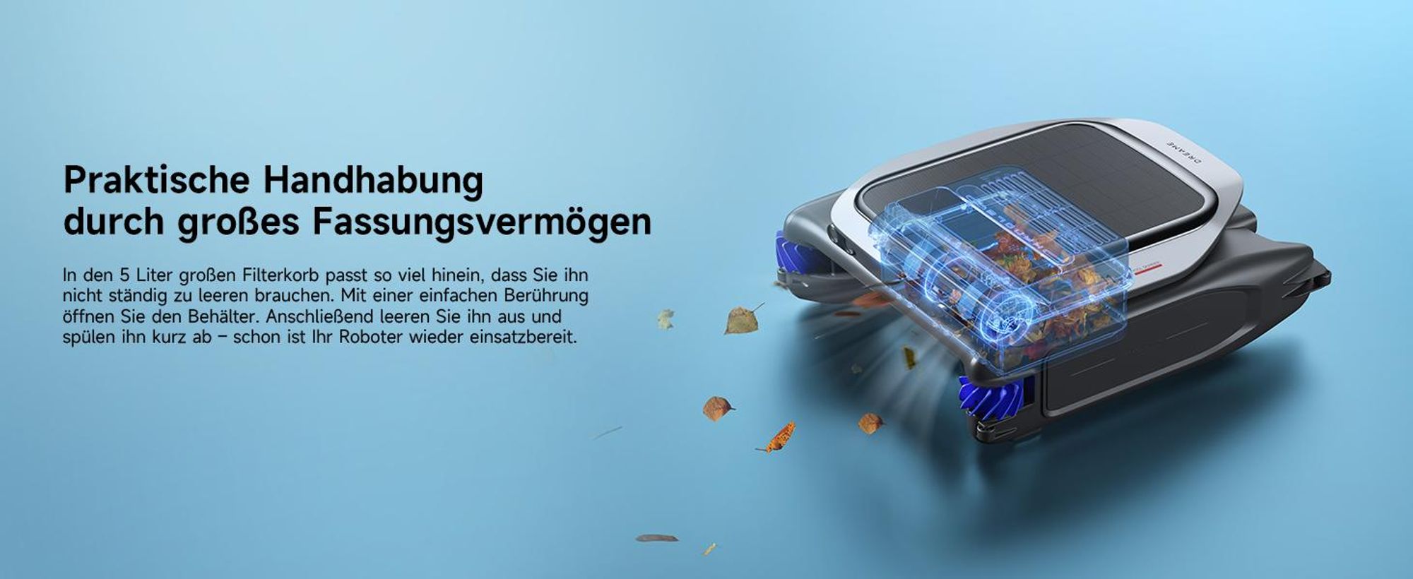 Dreame J1 Roboter-Poolskimmer,Poolroboter PoolSense™,Rundum-360°Reinigung,24/7im Einsatz,Intelligente Routenplanung,intelligente App-Steuerung,Schwarz