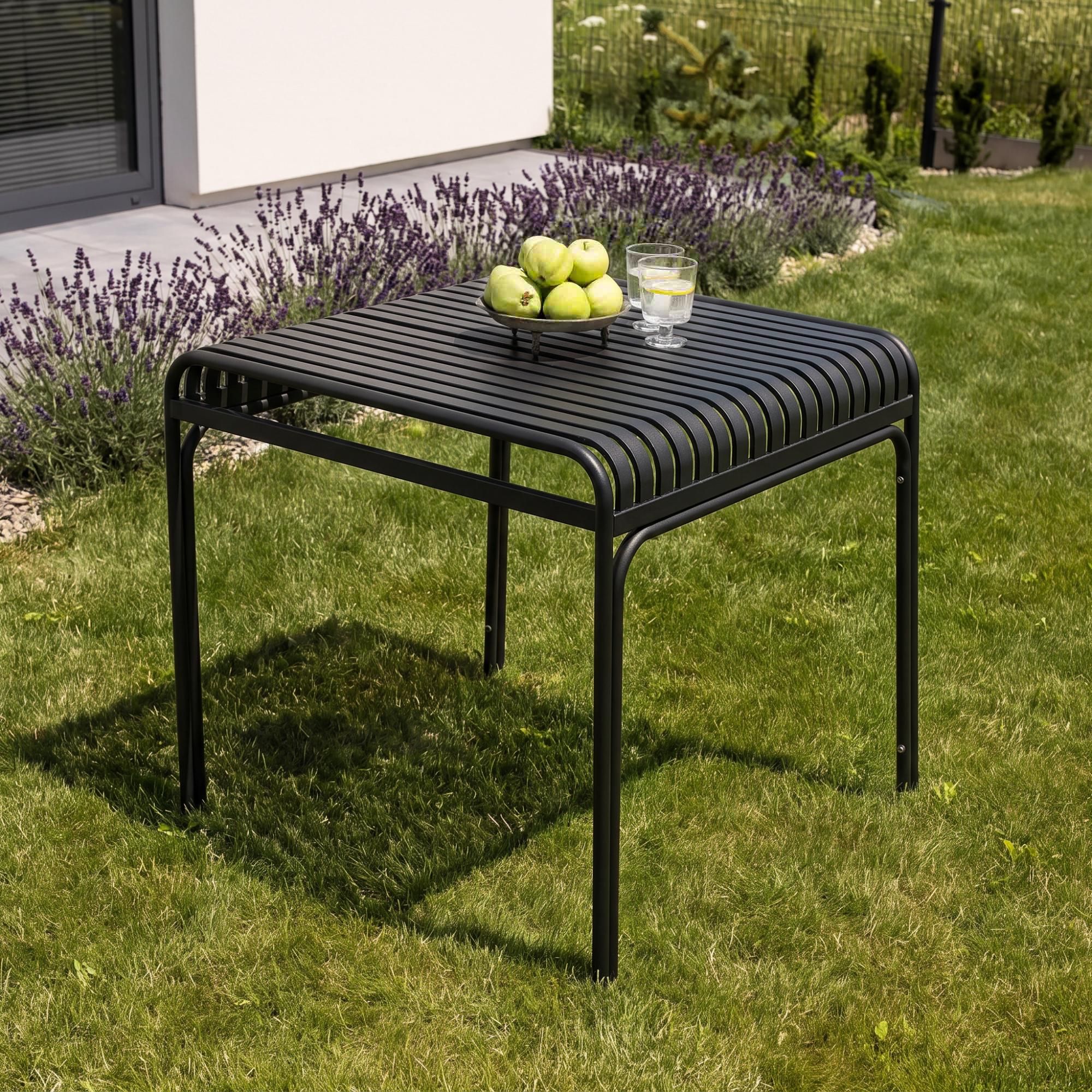 di volio Gartentisch LIWIO - Outdoor Tisch 80x80 cm, wetterfester Balkontisch aus Metall (Schwarz)