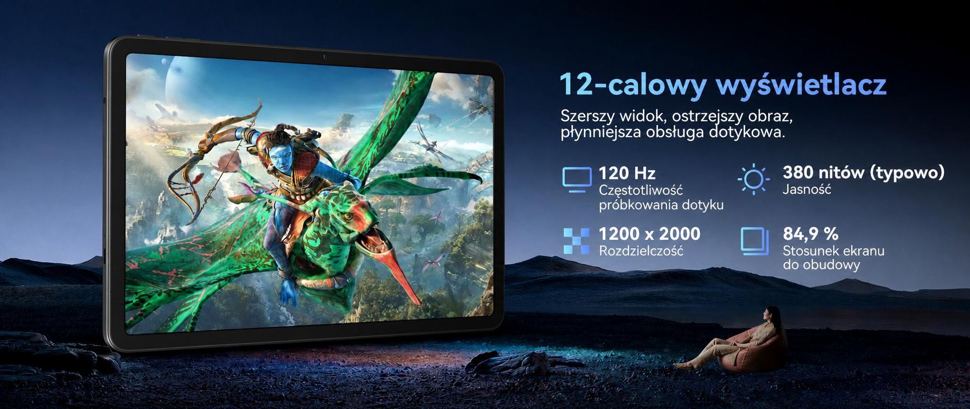 Tablet Nexall N90 z systemem Android 16, ekran 12" FHD InCell 120 Hz, 24 GB (8+16) pamięci RAM + 128 GB pamięci ROM (karta TF do 2 TB), 5G, Wi-Fi/4G SIM, bateria 9000 mAh/18 W, Gemini AI, w zestawie rysik/klawiatura/mysz
