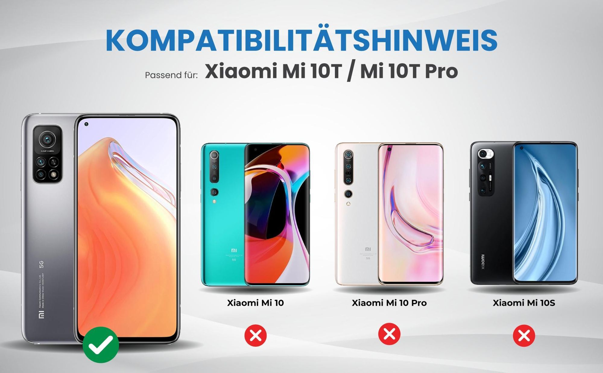 Kompatibilitätshinweise Hülle für Xiaomi Mi 10T / Mi 10T Pro