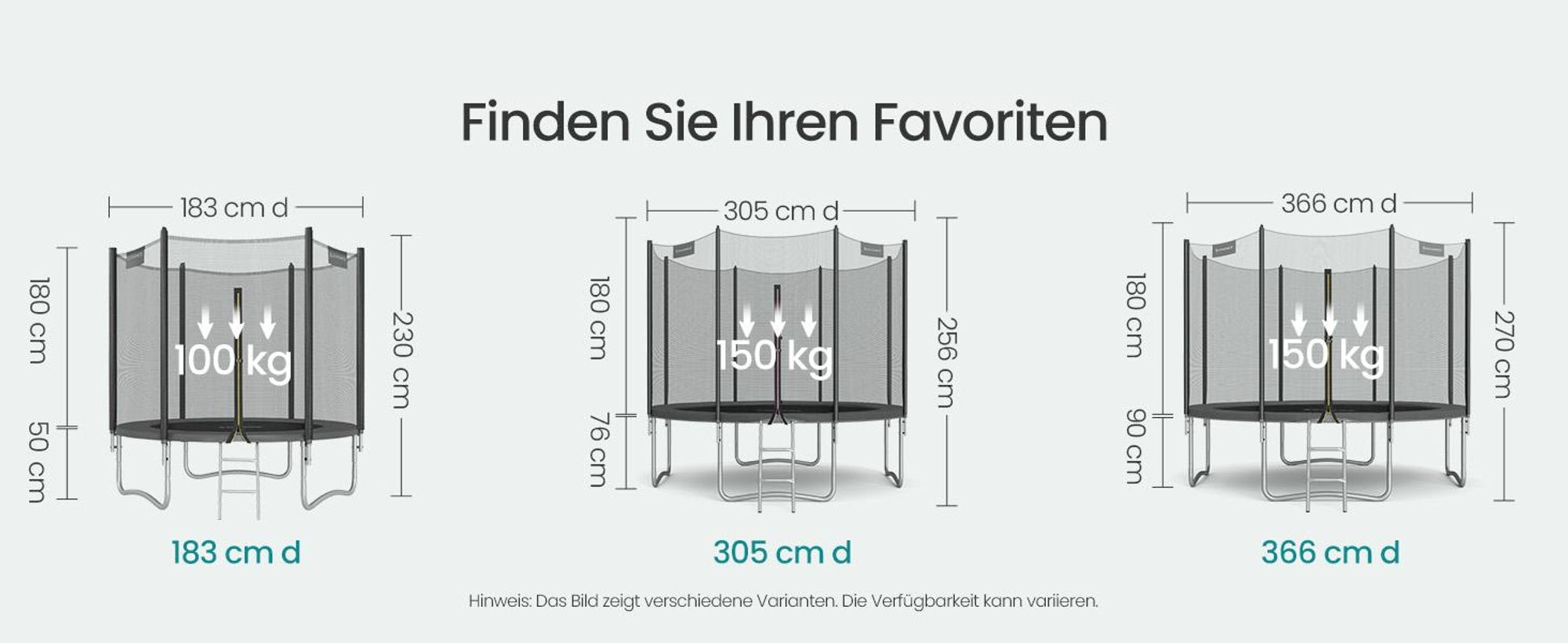 SONGMICS Trampolin 305 cm, Gartentrampolin für Kinder mit Sicherheitsnetz, Randabdeckung, Leiter, schwarz