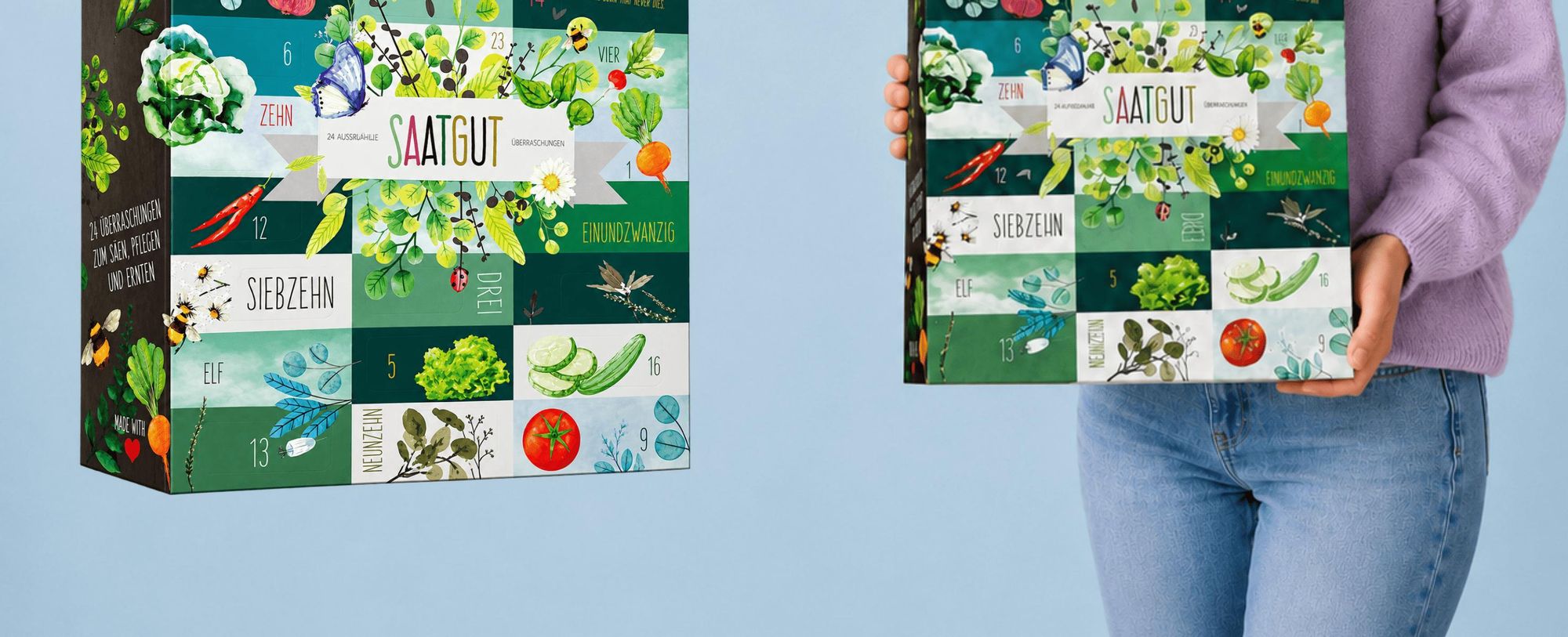 BOXILAND® Saatgut Adventskalender 2026 – 24 Sorten Gemüse Kräuter Obst
