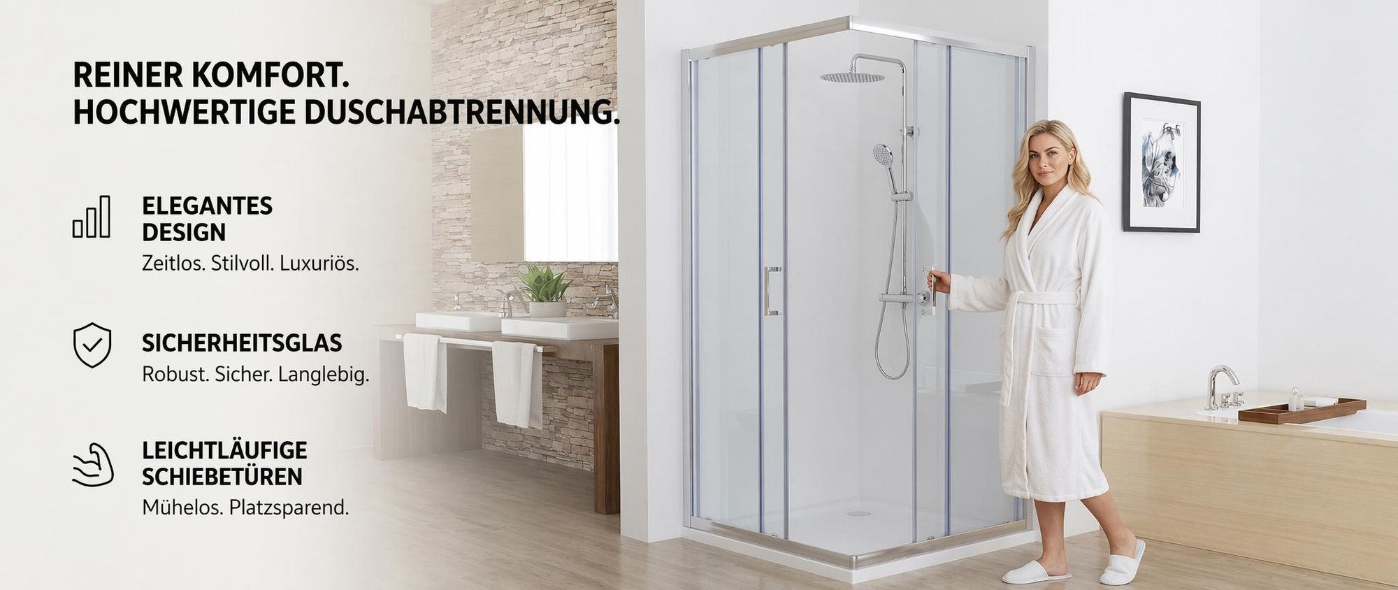 MIQU Duschkabine Eckeinstieg 80x80x185 cm Duschwand mit Doppel Schiebetür rollen, 6mm ESG Sicherheitsglas, Schiebetüren Glas komplett Dusche Silber