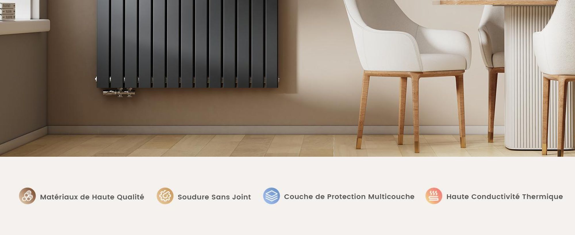 EMKE Radiateur Horizontal, Radiateur à panneaux design 630x1000mm, Anthracite Double couche plat Raccord latéral Chauffage, 1343W sans thermoplongeur