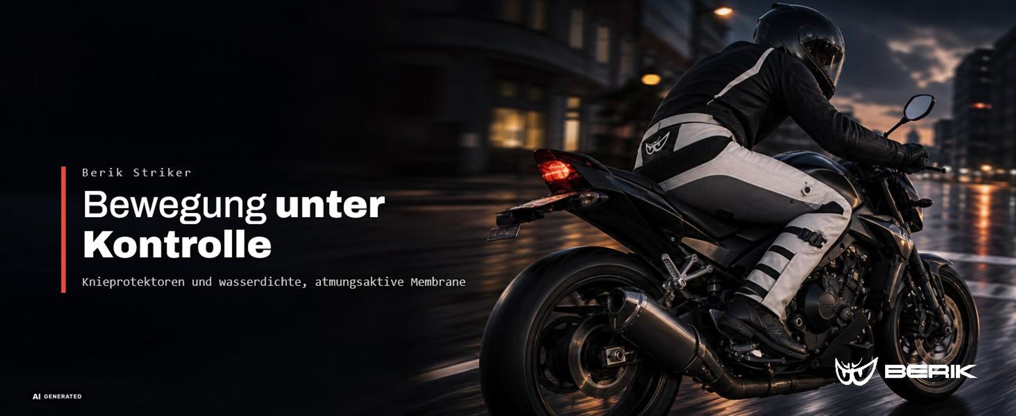 Berik Striker wasserdichte Motorrad Textilhose, schwarz, 54