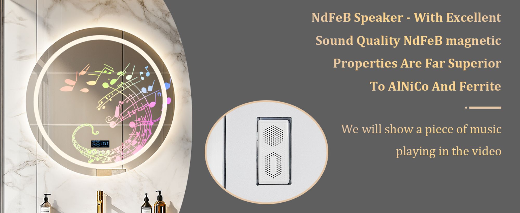 WISFOR LED Badspiegel mit Bluetooth Lautsprecher, 80×80cm Badezimmerspiegel mit Beleuchtung 3 Lichtfarbe, LED Wandspiegel dimmbar beschlagfrei, Touchs