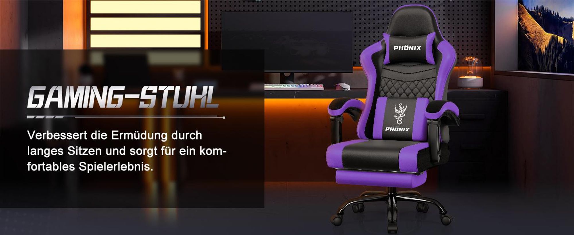 Adormii Gaming Stuhl, Ergonomischer Gaming Sessel, Schreibtischstuhl, Gamingstuhl mit Fußstütze, verstellbare Rückenlehne, Gaming stuhl 150 kg